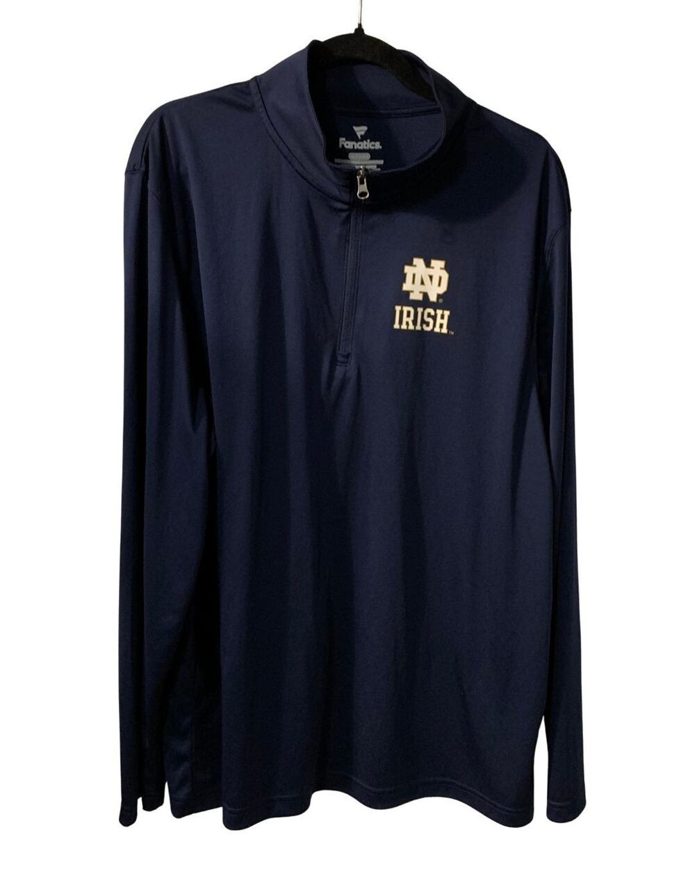 Fanatics Notre Dame Fighting Irish Mens 1/4 Zip Pullover Shirt Size XL Navy Blue